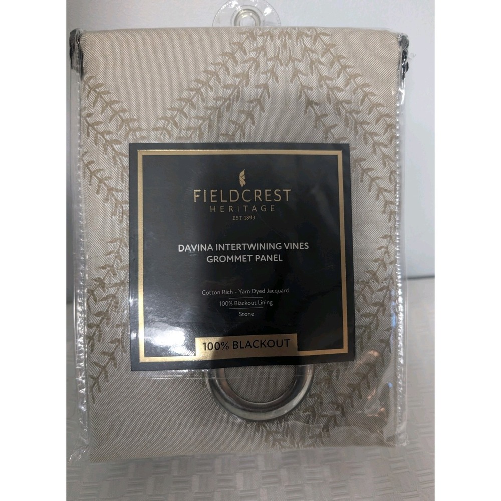 Fieldcrest Heritage Davina Intertwining Vines Blackout Curtain Panel Stone 50x96
